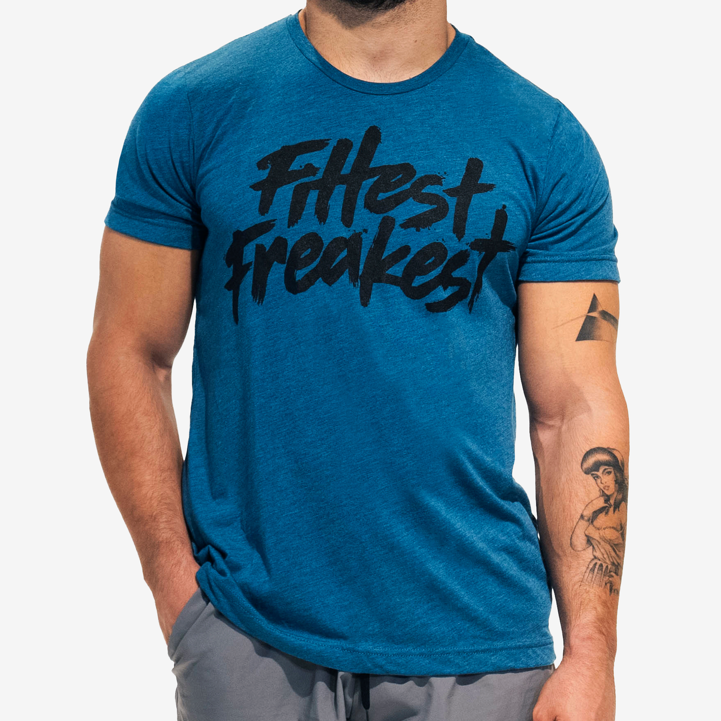 FITTEST FREAKEST T-SHIRT FFLOGOTRAIN-STEELBLUE