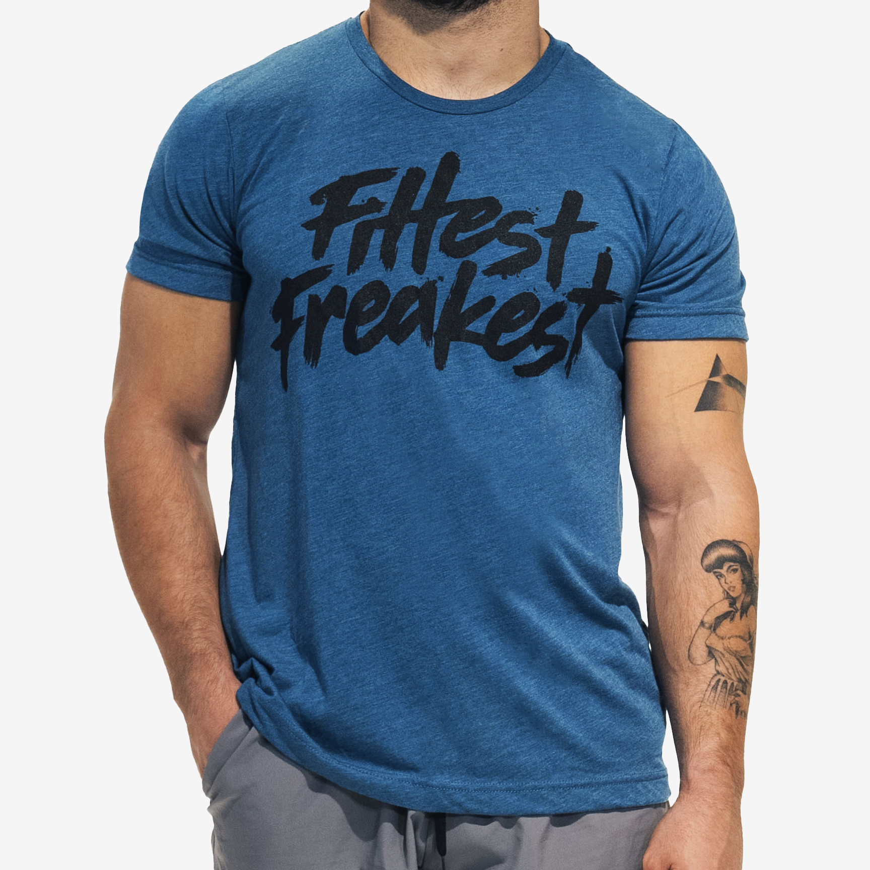 FITTEST FREAKEST T-SHIRT FFLOGOTRAIN-STEELBLUE